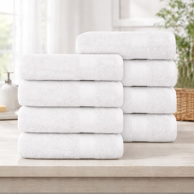 Ample Decor Cotton Plush Thick Spa Quality Hand Towels 18x28 Inch - 8 Pcs
