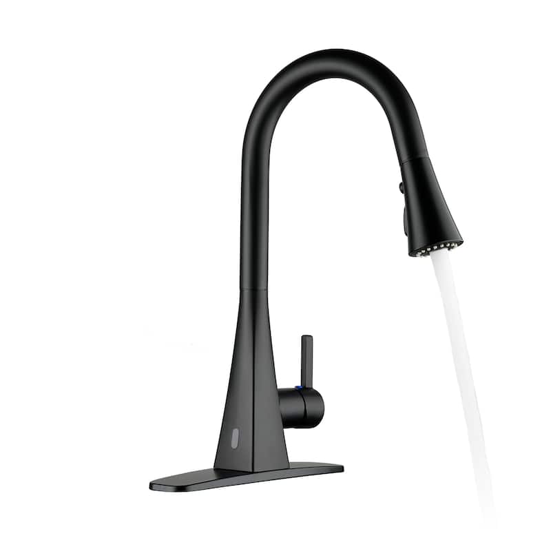 Smart Touchless Dual Sensor Pull Down Kitchen Faucet with Spout Swivel and 3 Function Sprayer