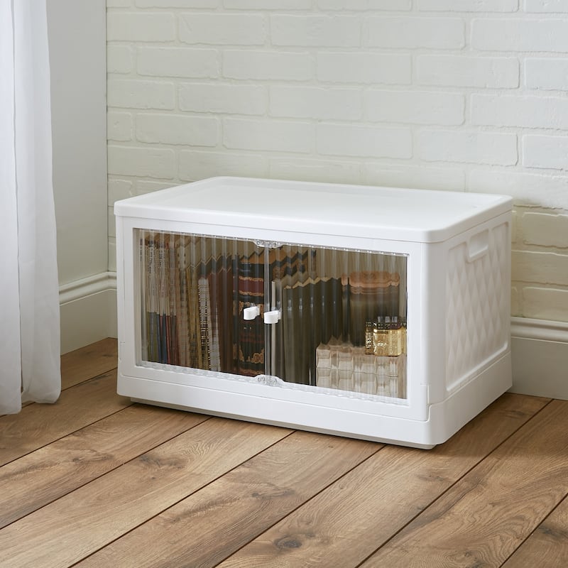 Simplify Stackable Storage Bin with Built in Wheels in White