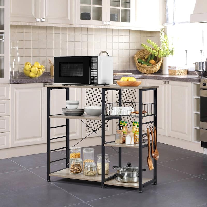 Yaheetech Metal Frame Baker's Rack Kitchen Island Storage Shelf - Grey