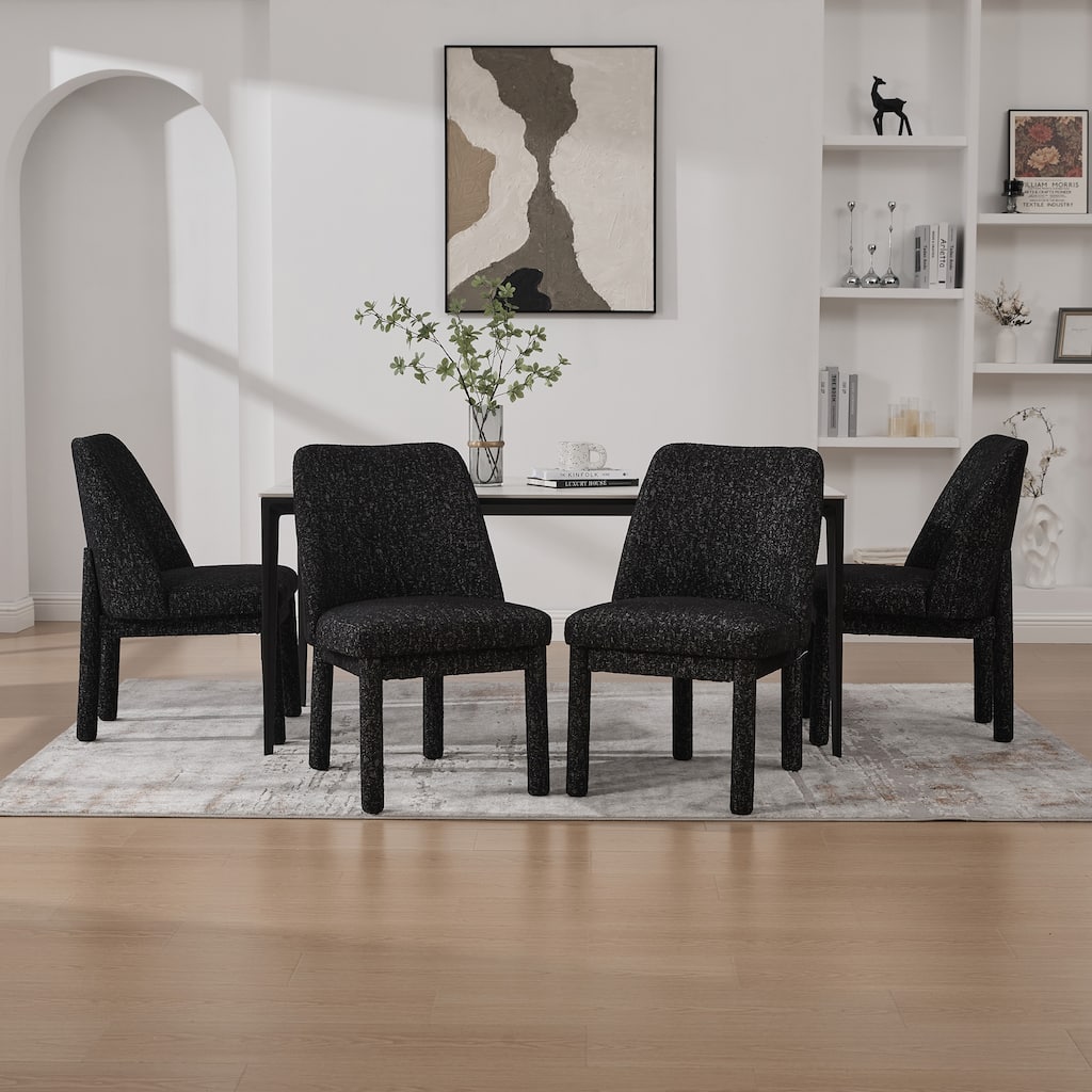 Black Grey Side Chair Dining Chair Accent Chair Simple Kitchen Chair Set of 4 Dressing Chair with Curved Backrest