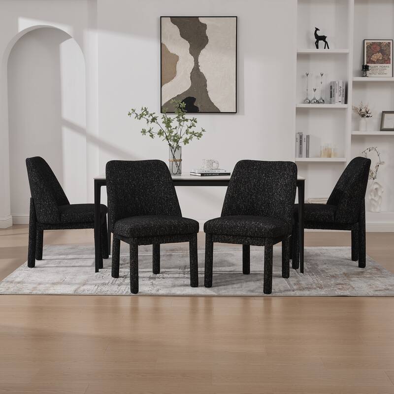 Upholstered Dining Chairs Set, Modern Dining Room Chairs Chenille Side Chairs with Curved Backrest, Armless Living Room Chair
