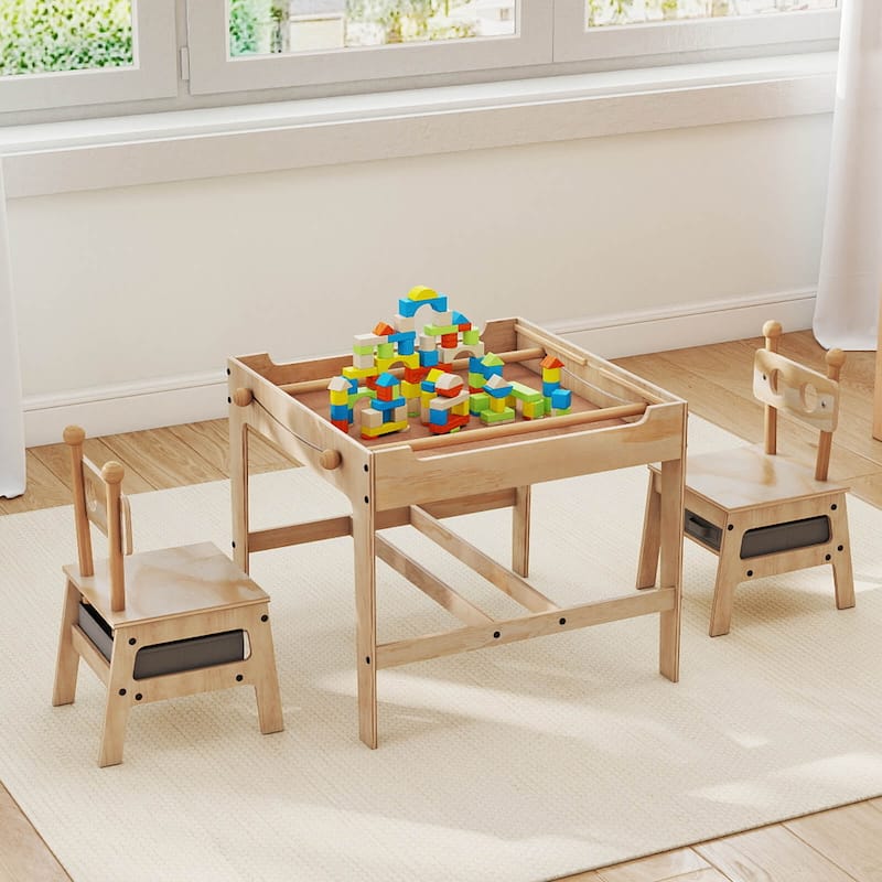 Costway Kids Table and Chairs Set 4 in 1 Children Activity Table with - See Details