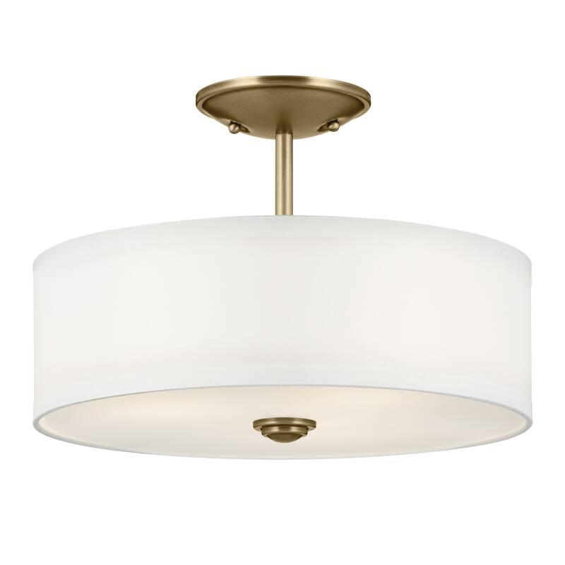 Kichler Lighting Shailene 14 in. 3-Light Natural Brass Round Semi-Flush Mount Light - 14 in