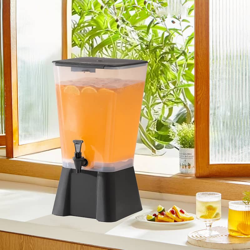 Black 5 Gallon Plastic Wide Mouth Beverage Dispenser with Leak-Proof Spigot for Events or Parties - 13.8 x 11 x 22.4 in
