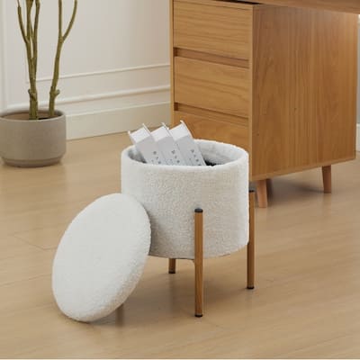 Modern Round Storage Ottoman, Ottoman Foot Stools With Metal Base, Ottoman Footstool