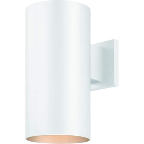 Volume Lighting 1-Light White Outdoor Cylinder Wall Mount