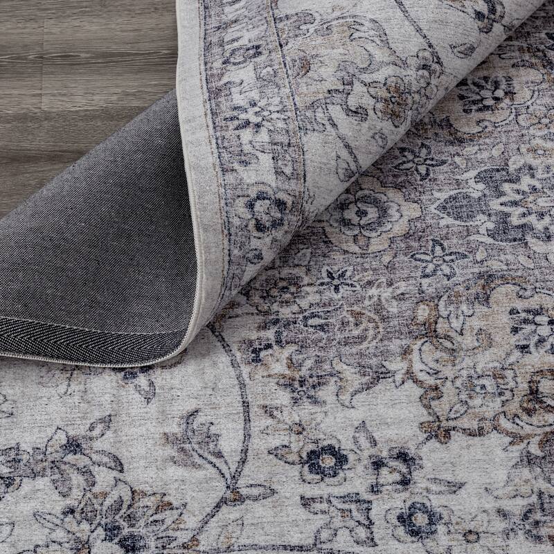 Abstract Traditional Grey Area Rug