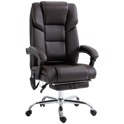 Massage Office Chair Reclining Computer Chair with 6 Vibration Points Lumbar Heating Adjustable Height Footrest, for Office