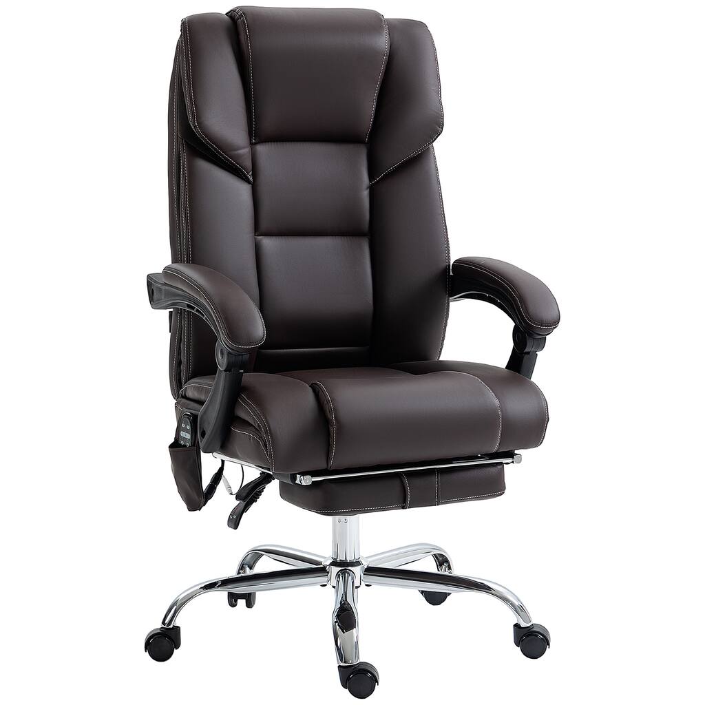 Massage Office Chair Reclining Computer Chair with 6 Vibration Points Lumbar Heating Adjustable Height Footrest, for Office