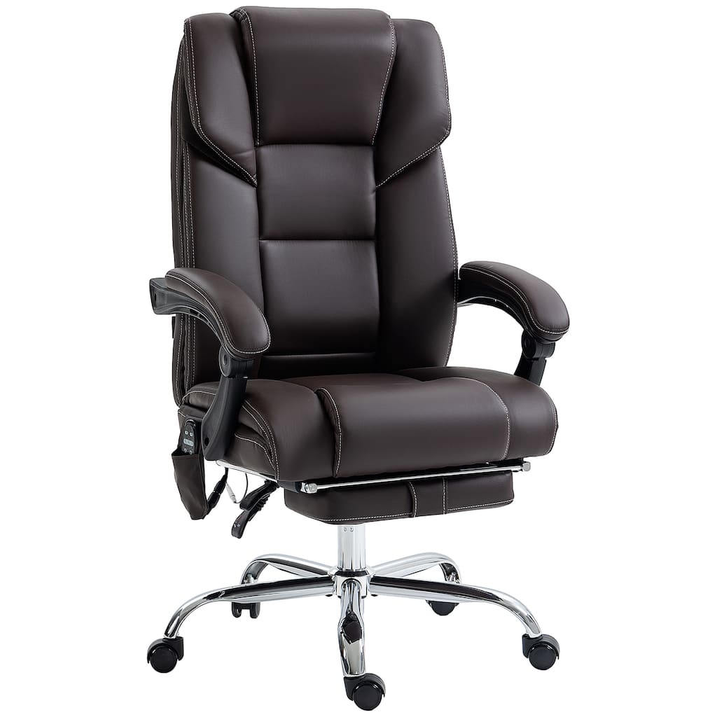 Massage Office Chair with Lumbar Heating, 6 Vibration Points, Footrest & Adjustable Height