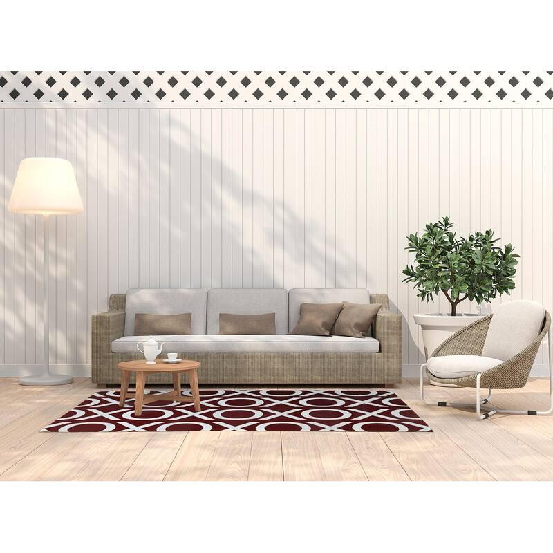 Hugs and Kisses Valentines Chenille Indoor/Outdoor Rug