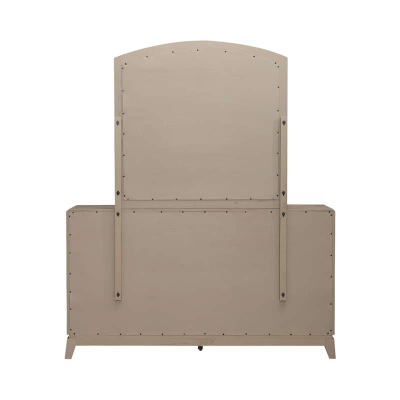 Avalon Burnished Beige Oak Bedroom Dresser and Mirror Bedroom Set