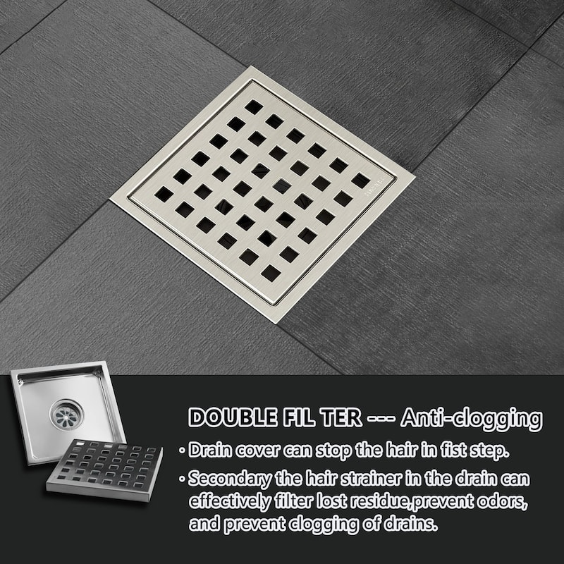 6" Square Shower Floor Drain