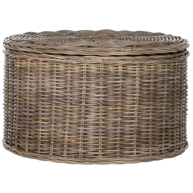 SAFAVIEH Shafika Wicker Storage Coffee Table - 28.5" x 28.5" x 17" - 29Wx29Dx17H - Grey