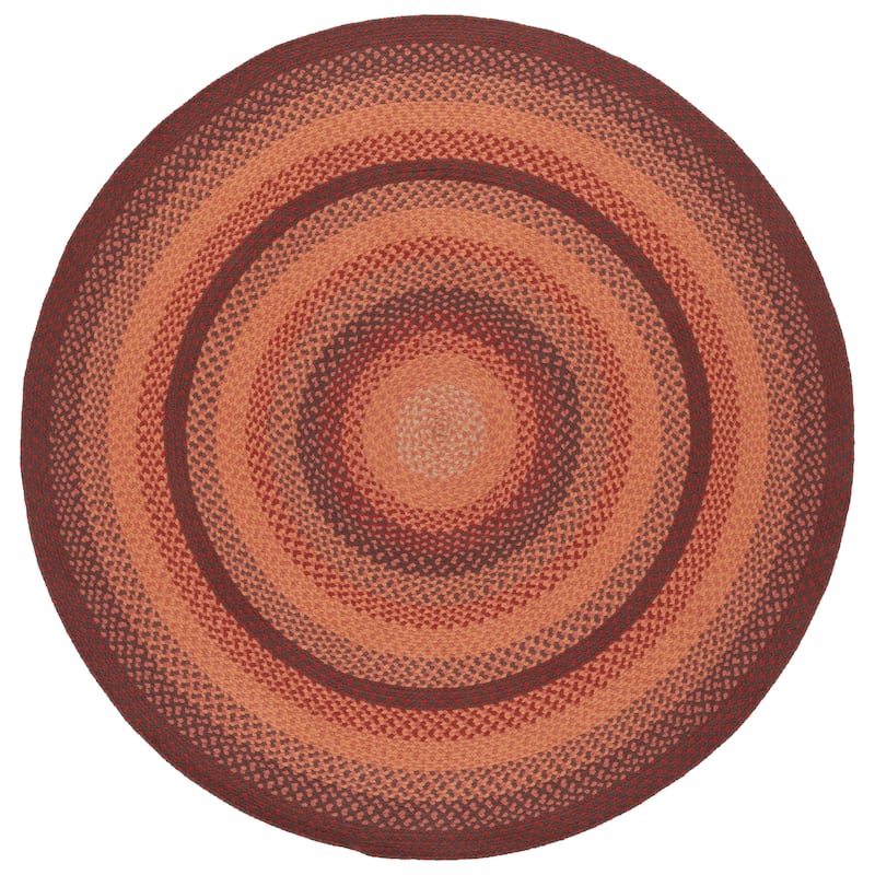 SAFAVIEH Handmade Braided Sylvianne Cotton Rug - 6' Round - Orange/Rust