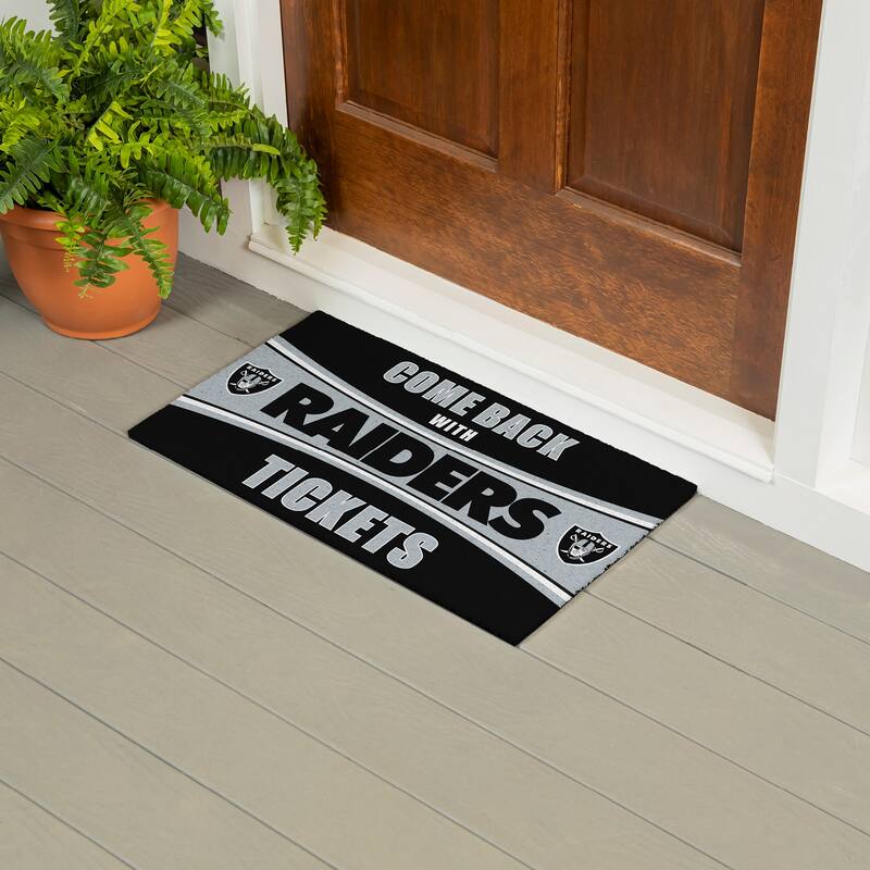 Las Vegas Raiders 28 in. x 16 in. PVC "Come Back With Tickets" Trapper Door Mat