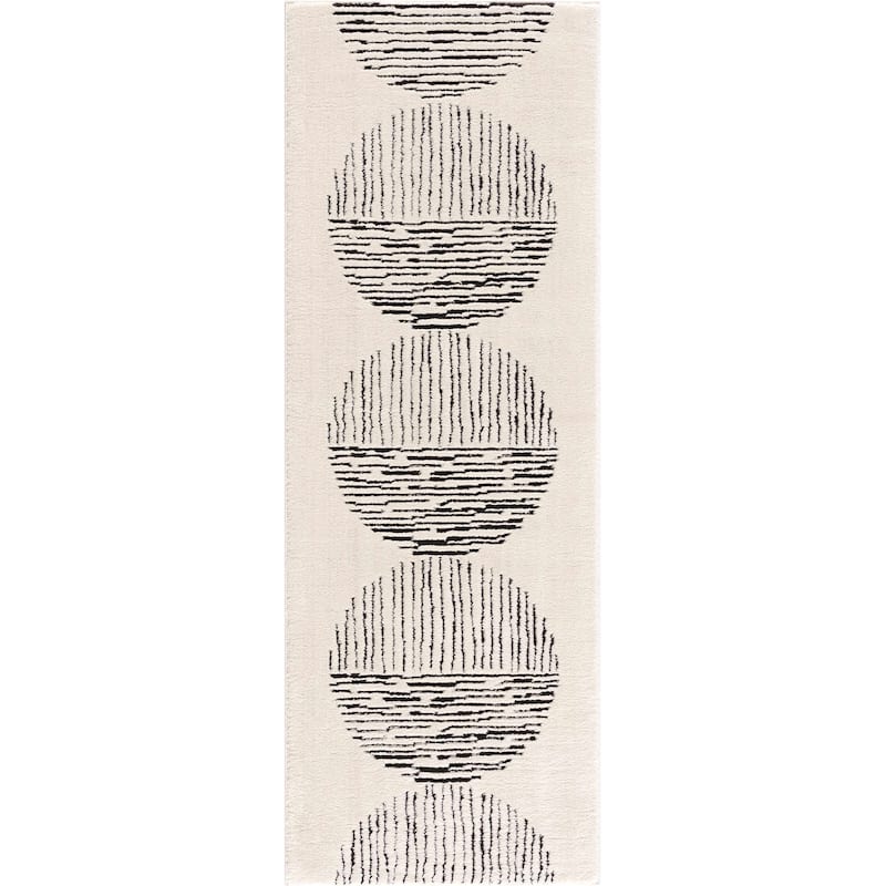 Hauteloom Mahsa Hallway, Kitchen Runner Rug - Cream, Black - 2'8" x 7'3"