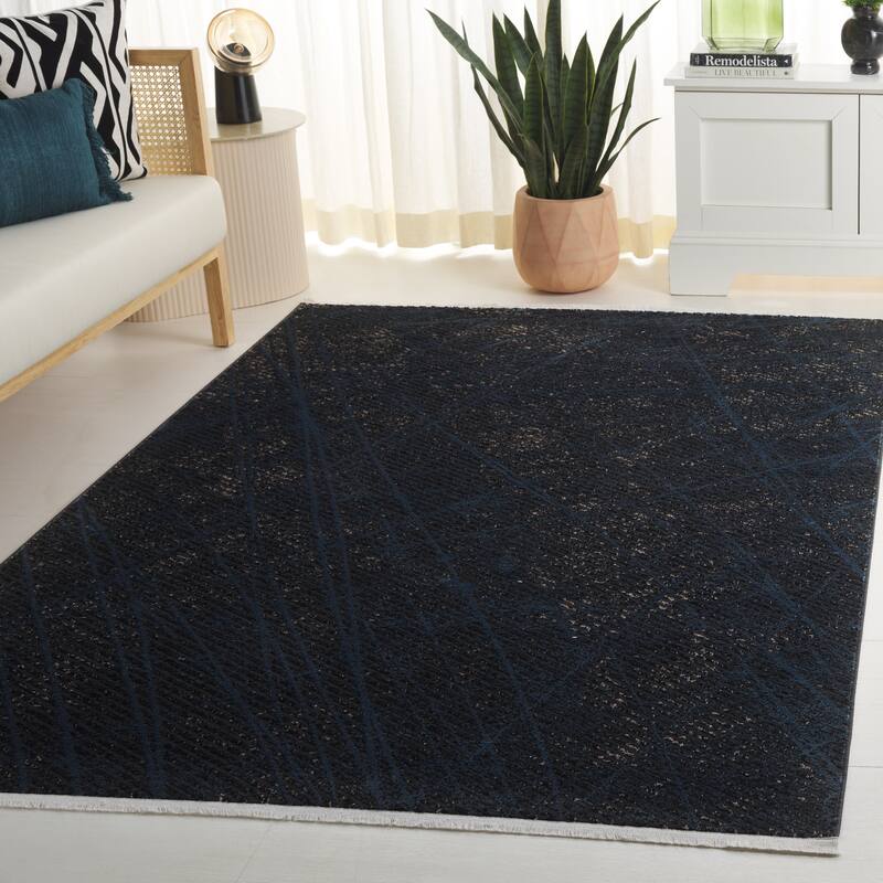 SAFAVIEH Mila Clydie Modern & Contemporary Rug - 5'3" x 7'6" - Dark Blue/Black