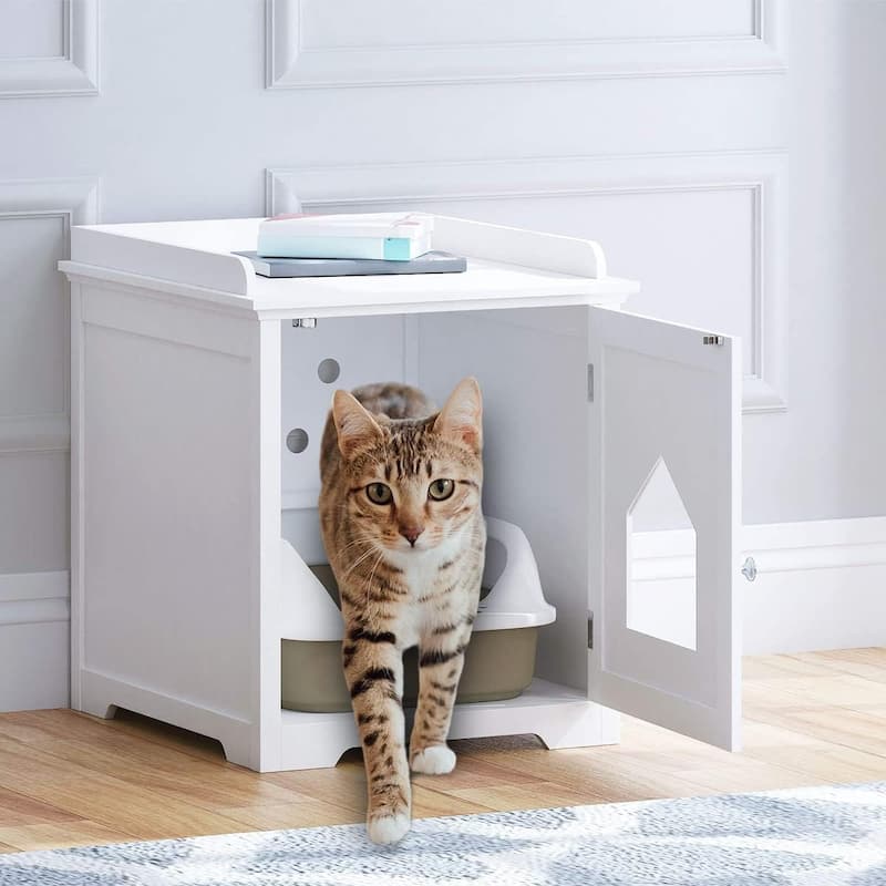 PAWLAND Decorative Cat House,Cat Home, Indoor Pet Crate - Litter Box Enclosure