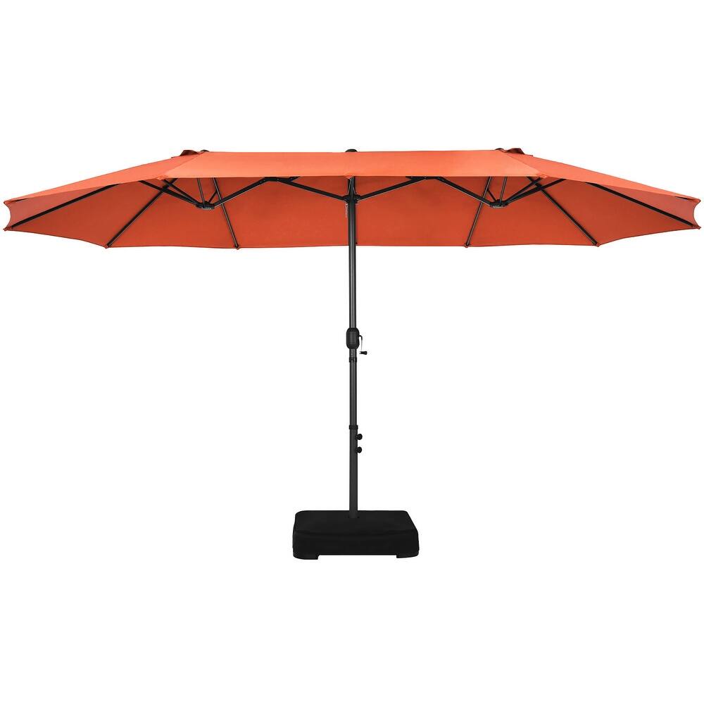 15FT Double Sided Patio Umbrella Outdoor Market Umbrella with Base