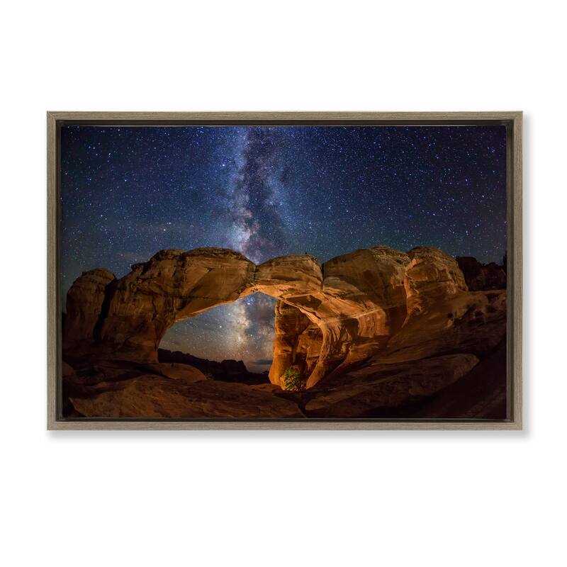 Stupell Starry Sky Through Desert Arch Framed Floater Canvas Wall Art Design By Royce Bair - 31 x 21 - Brown