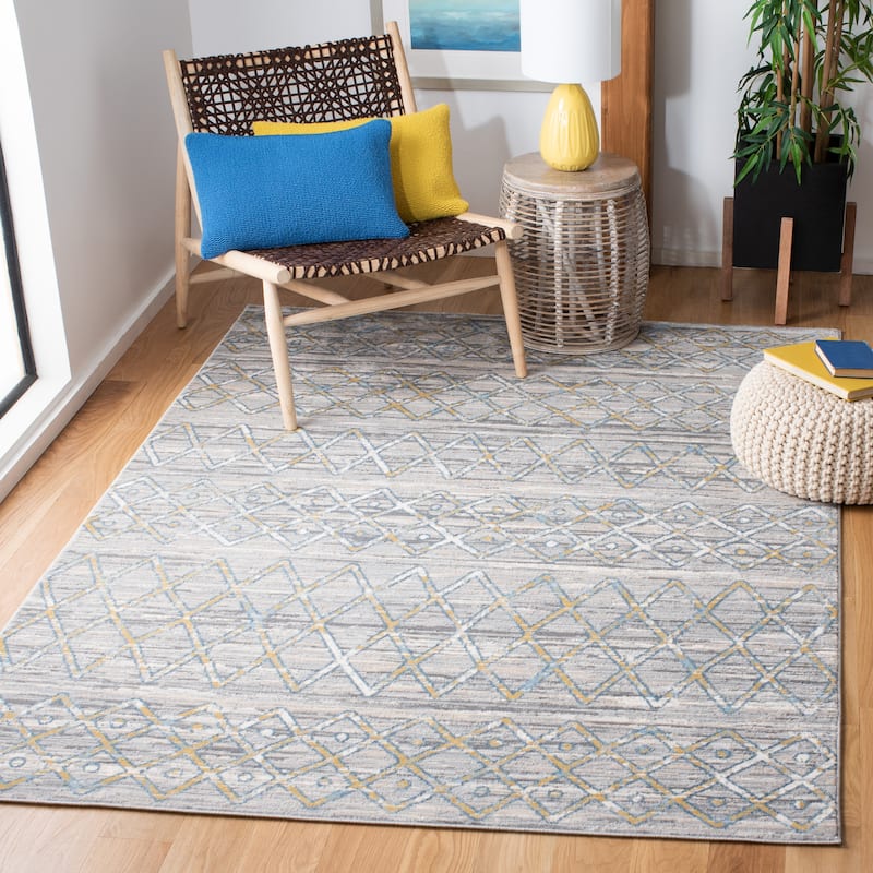 SAFAVIEH Lagoon Anney Modern Moroccan Rug - 4' x 6' - Grey/Blue