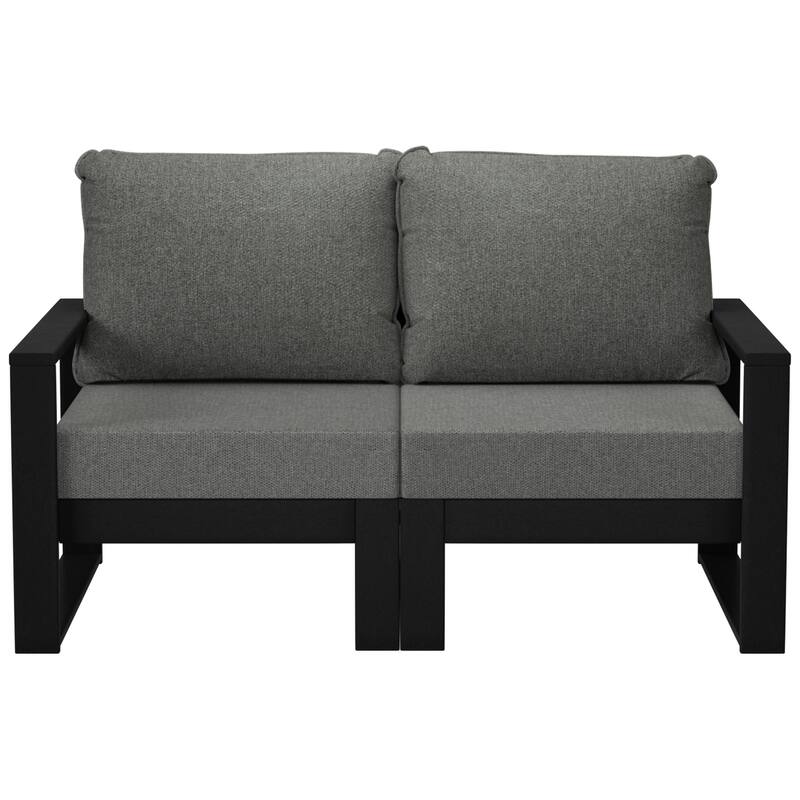 Endless Outdoor Patio Love Seat with Black Frame - Black/Gray