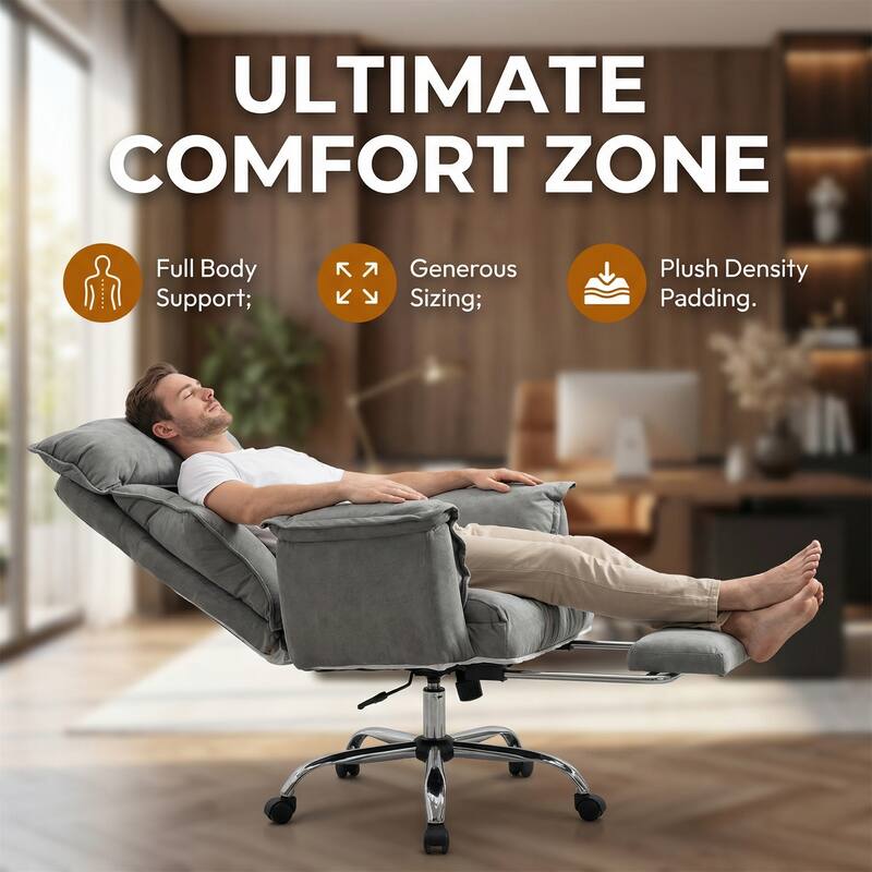 High-Back Executive Swivel Chair with Footrest & Adjustable Lumbar Support