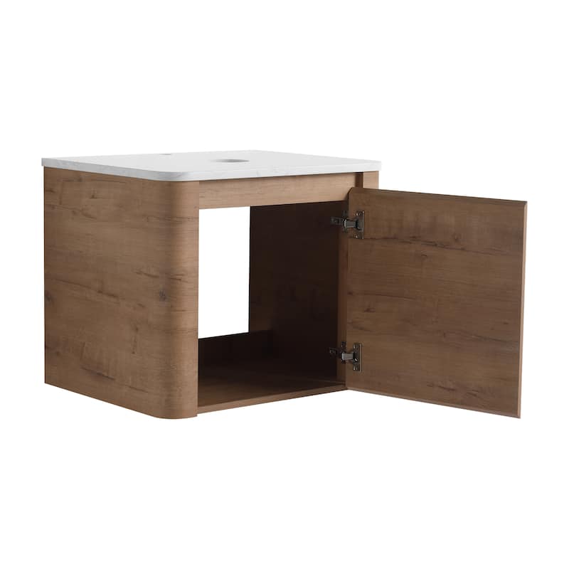 24'' Wall-Mounted Bathroom Vanity & 1-Soft-Close Door, KD-Packing, Plywood (Vanity Only, Excluding Sink)