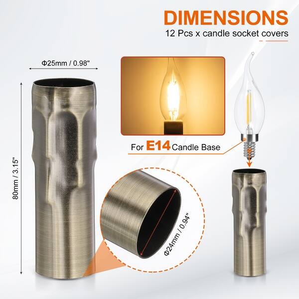 dimension image slide 29 of 39, Candle Covers Sleeves, Socket Sleeves for Candelabra Base Bulbs