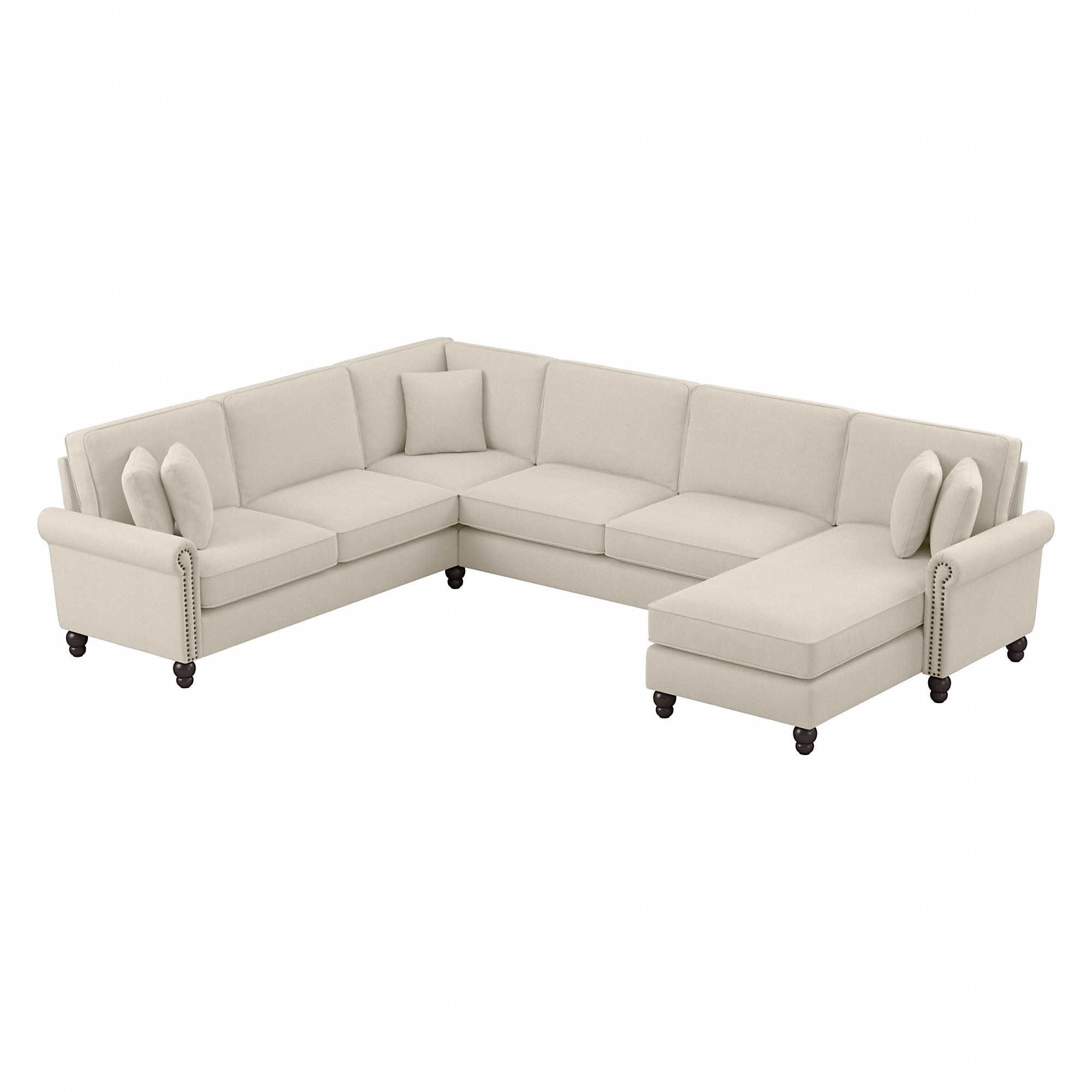 Bush Furniture Coventry 128W U Shaped Couch with Reversible Chaise by