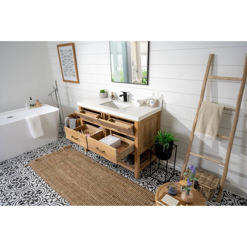 Willow Collections 48 in. W x 22 in. D Parker Solid Teak Single Sink Bathroom Vanity with Countertop