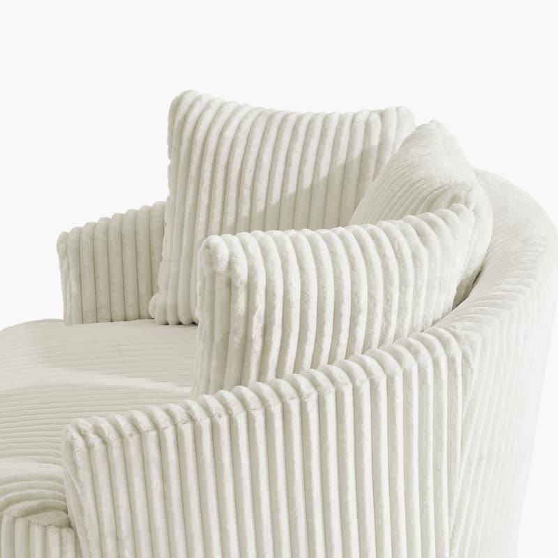 UIXE Oversize 43" Plush Corduroy Swivel Barrel Chair Comfy Accent Chair For Living Room
