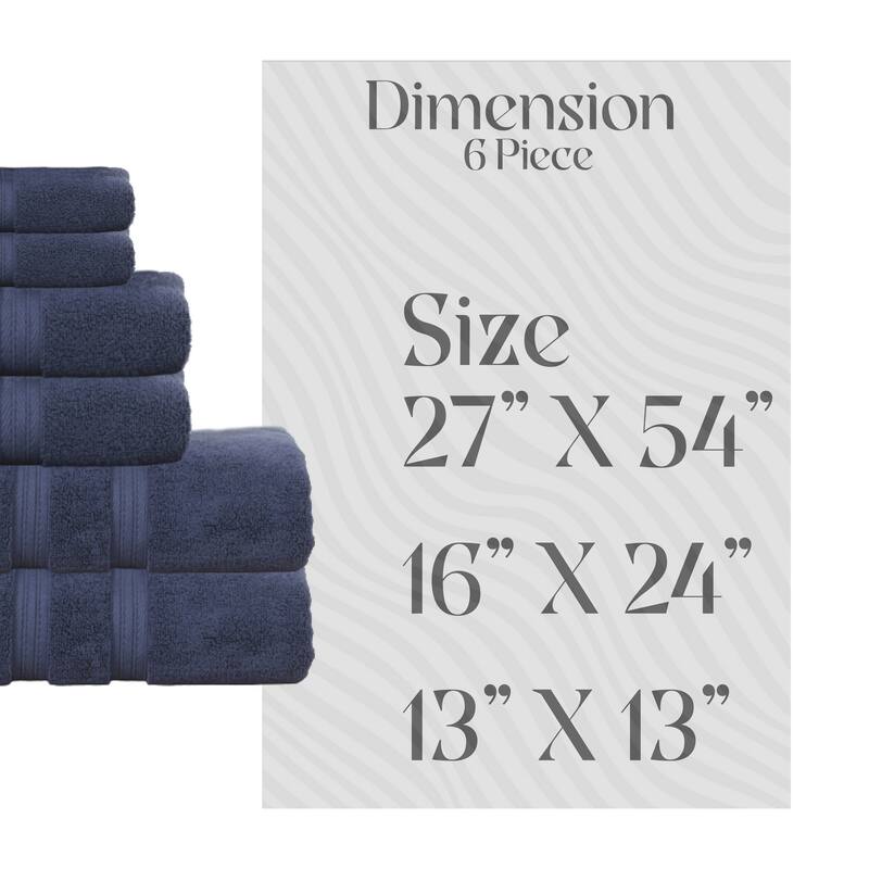 Home Weavers Elegance Essentials 550GSM Cotton Zero Twist Super Absorbent Bath Towel Set of 6