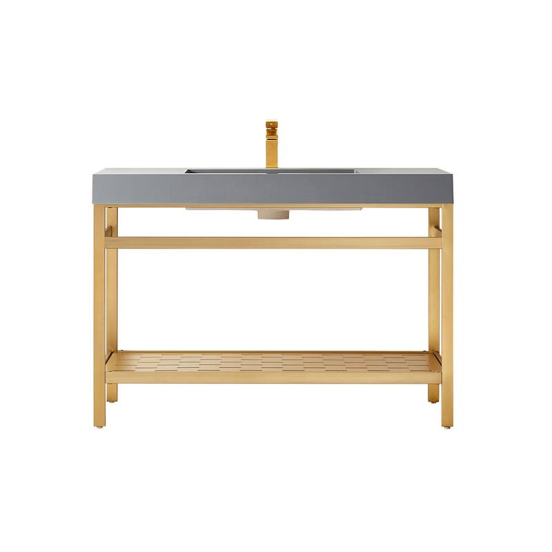 Ablitas 48" Single Vanity in Metal with Stone Sink Top