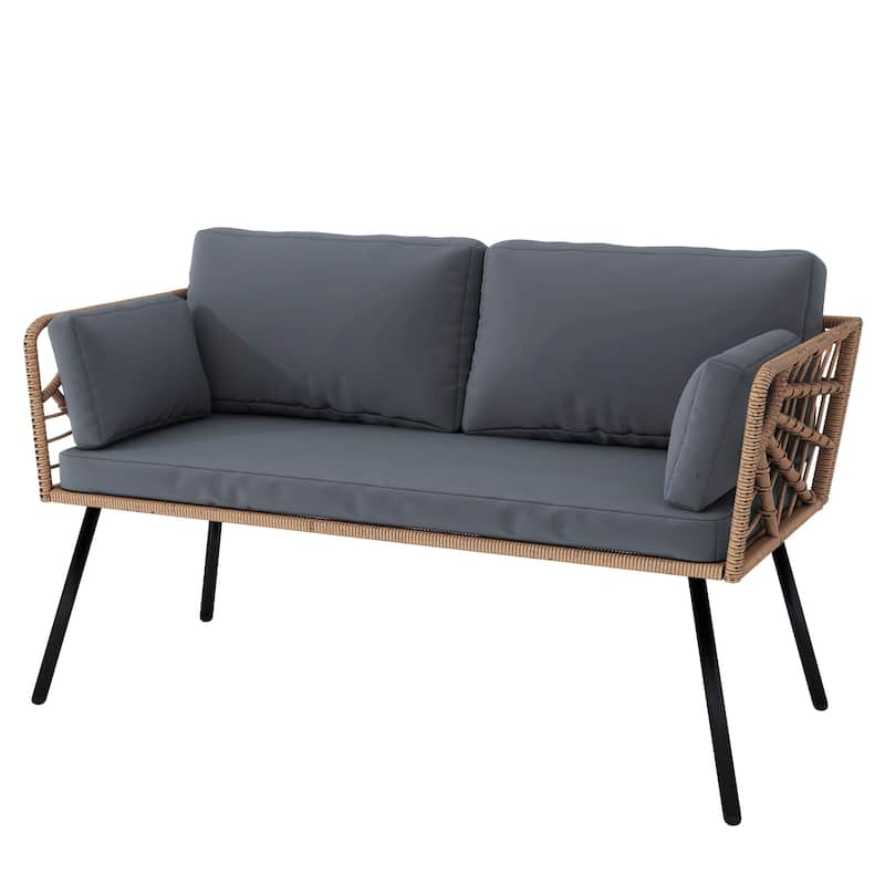Moasis Outdoor Patio All-Weather Wicker Loveseat/Bistro Set/Sectional Sofa with Cushions and Lumbar Pillows