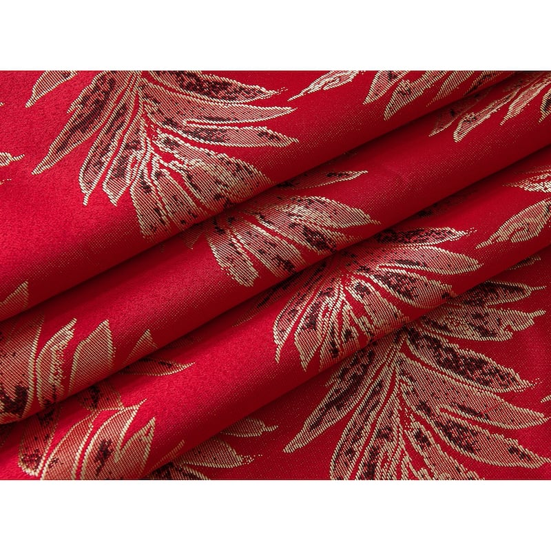 Gracewood Hollow Bao Textured Floral Jacquard Single Rod Pocket Curtain Panel w/ Attached 18-inch Valance - 54 x 84 in.