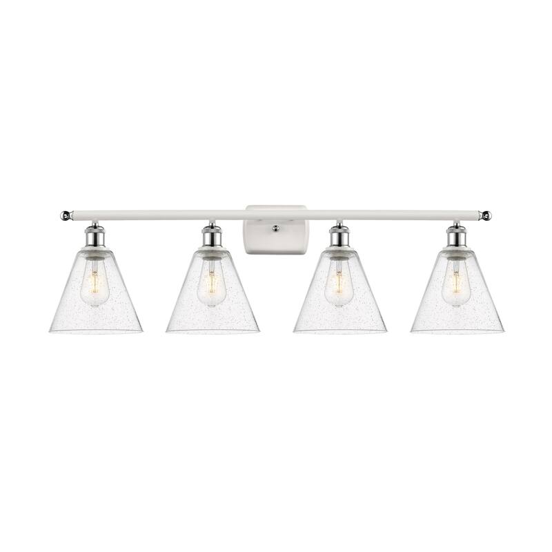 Innovations Lighting Berkshire - 4 Light 38" Bath Vanity Light - Seedy/White and Polished Chrome Finish