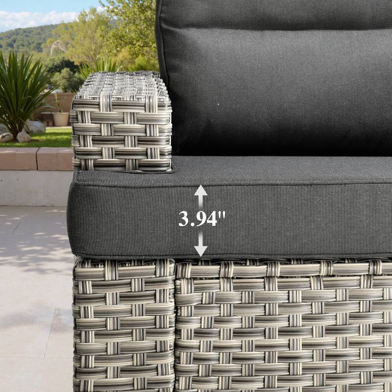 OVIOS 9 Pieces Wide Arm T shaped Seat Curved Swivel Chair Set With Solar-Powered Table