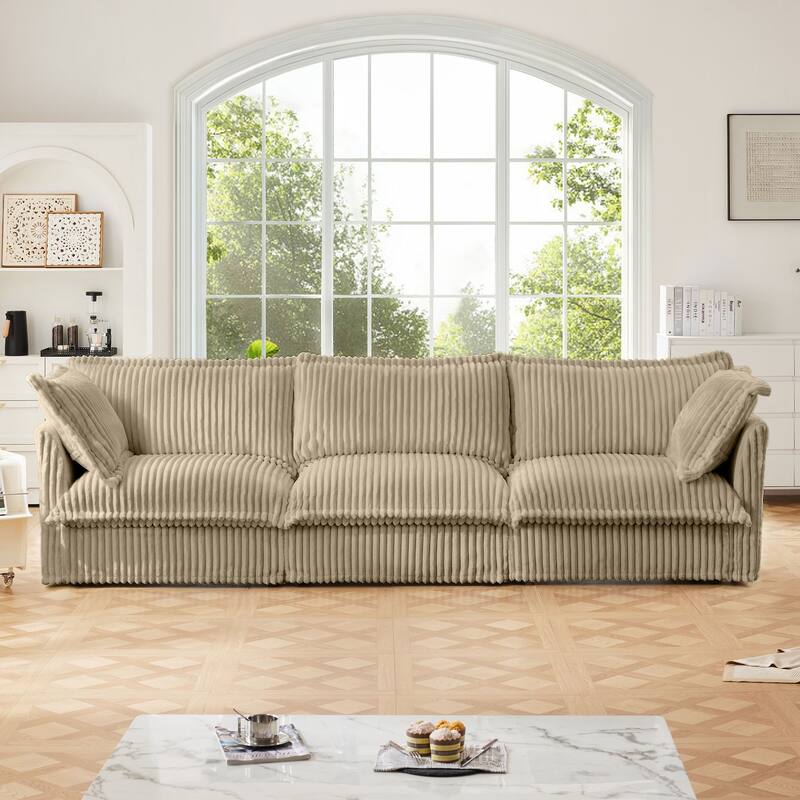 Modern 3 Seater Upholstered Sofa with 2 Pillows