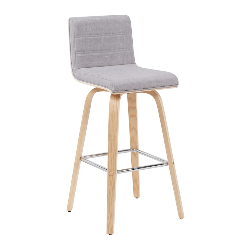 Skara Swivel Bar Stool, Upholstered Bar Height Chair with Bentwood Frame