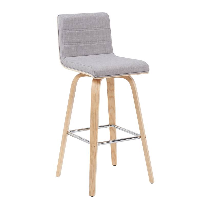Skara Swivel Bar Stool, Upholstered Bar Height Chair with Bentwood Frame
