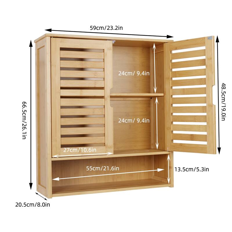 Bamboo Over The Toilet Sink Storage Cabinet Bathroom Organizer - 23.2x8x26.1 inch