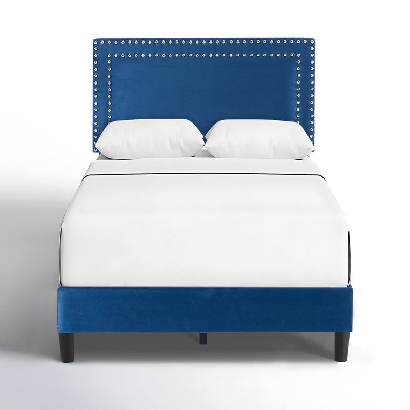VECELO Upholstered Bed Frames with Height Adjustable Headboard