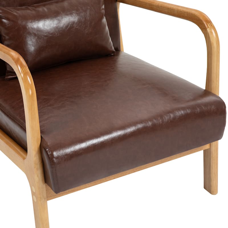 Mid Century Solid Wood Upholstered Accent Chair