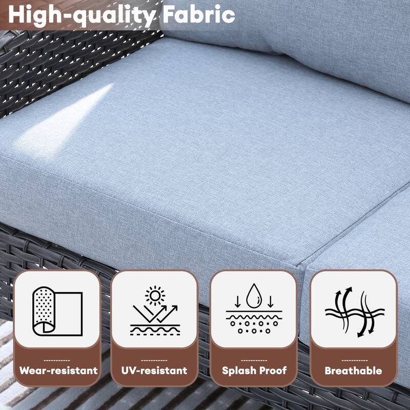 XIZZI Outdoor Patio Furniture Wicker Sofa Swivel Chair Set