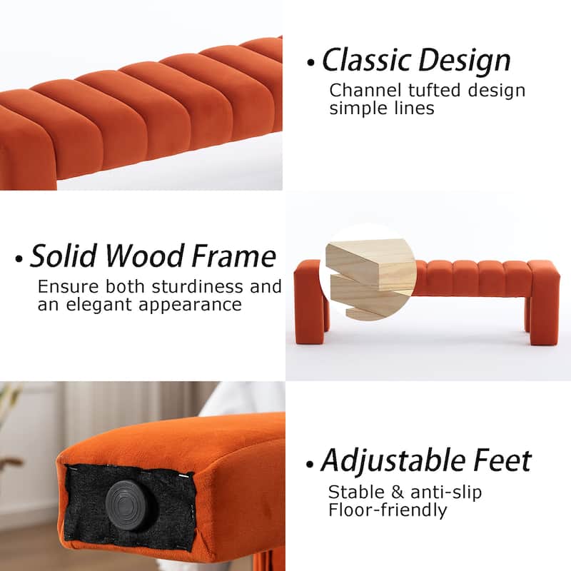 Upholstered Bedroom Bench Tufted Entryway Bench Modern End of Bed Bench Dining Bench with Gold/Black Metal Legs for Window