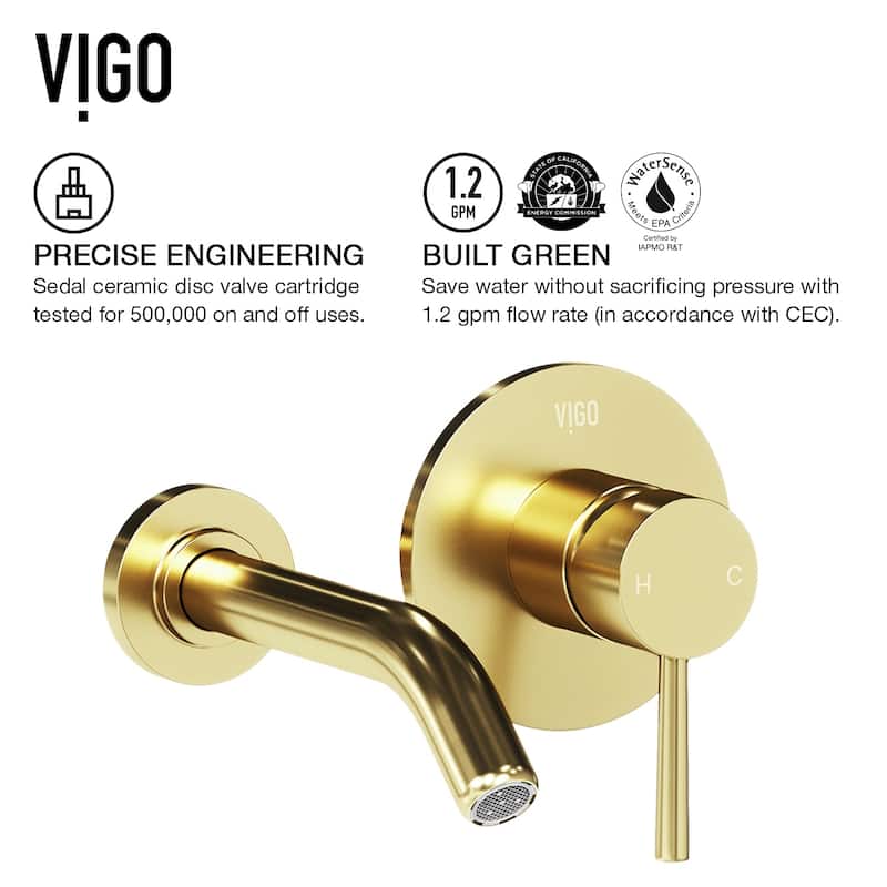VIGO Olus 5" H Single Handle Wall Mount Bathroom Faucet