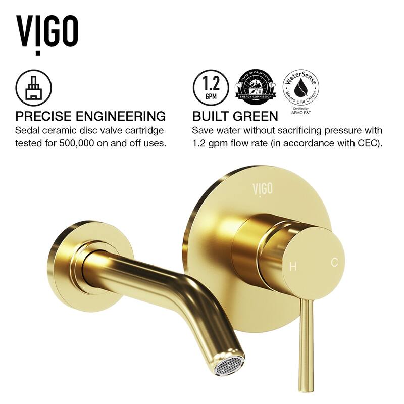 VIGO Olus 5" H Single Handle Wall Mount Bathroom Faucet
